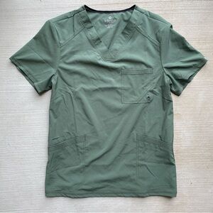 Cherokee Infinity Mens 3-Pocket Stretch Scrub Top Green Size Medium